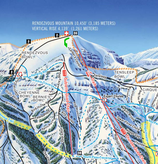 Trail map for Corbet's Couloir at Jackson Hole Mountain Resort