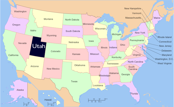 Map of US and Utah
